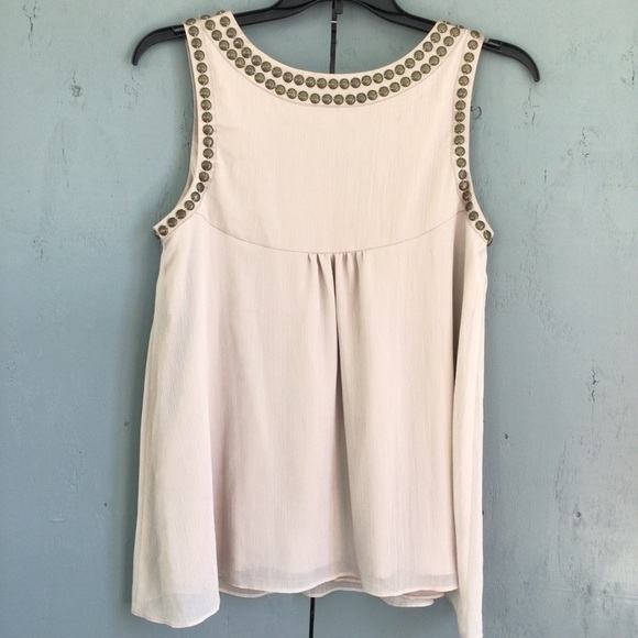 Kathy Van Zeeland Studded Detail Brown Tank Size Large - Picture 3 of 5